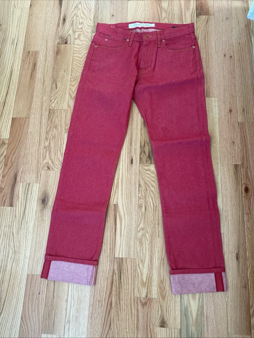 Slim Fit selvedge Men's Red Jeans 👖 - Picture 3 of 5